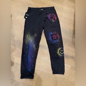 Lauren Moshi Large Happy Faces & Stars Black Joggers. ⚡️🖤
